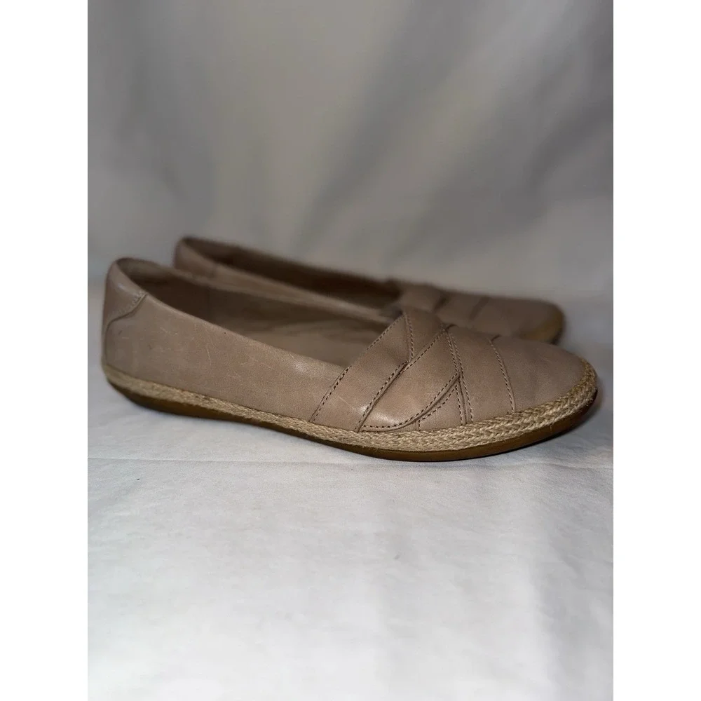 Clarks Collection Woven Leather Espadrilles Slip On‎ Nude Size 9